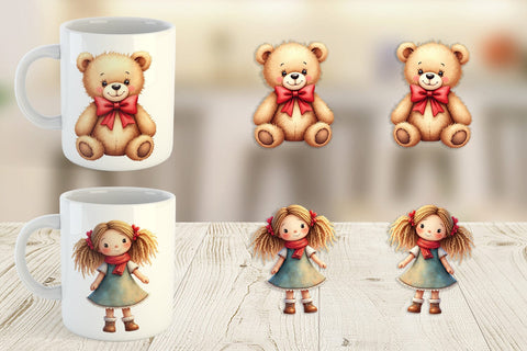 Mug Wrap Vintage Christmas Toys Sublimation artnoy 