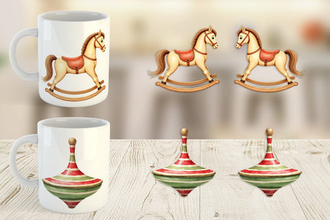 Mug Wrap Vintage Christmas Toys Sublimation artnoy 