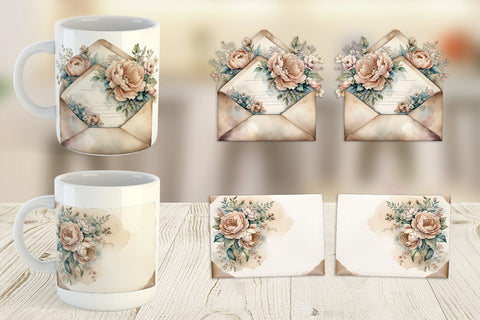 Mug Wrap Vintage Envelope Sublimation artnoy 