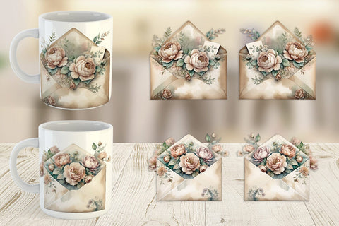 Mug Wrap Vintage Envelope Sublimation artnoy 