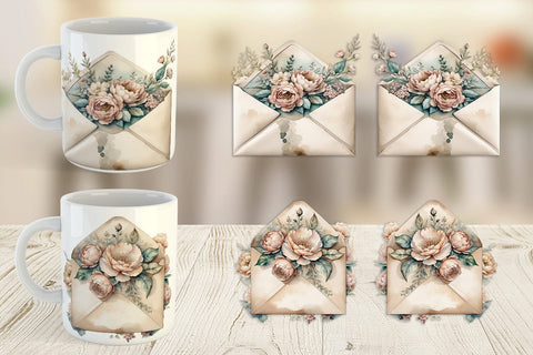 Mug Wrap Vintage Envelope Sublimation artnoy 