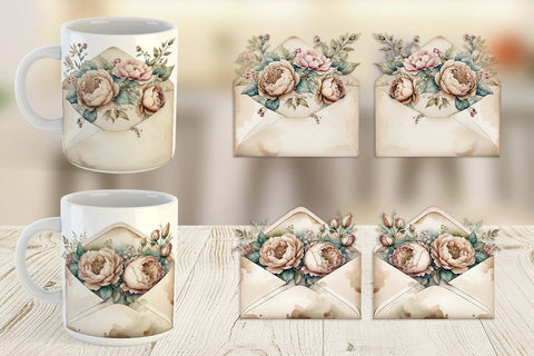 Mug Wrap Vintage Envelope Sublimation artnoy 