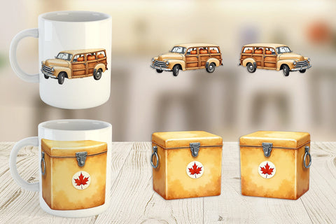 Mug Wrap Vintage Fall Road Trip Sublimation artnoy 