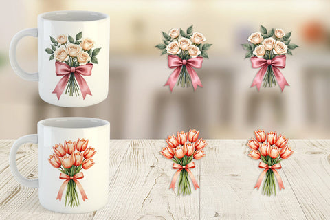 Mug Wrap Vintage Floral Bow Sublimation artnoy 