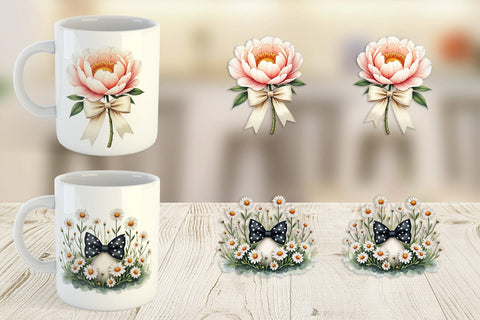 Mug Wrap Vintage Floral Bow Sublimation artnoy 