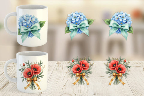 Mug Wrap Vintage Floral Bow Sublimation artnoy 