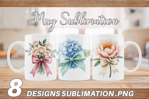Mug Wrap Vintage Floral Bow Sublimation artnoy 