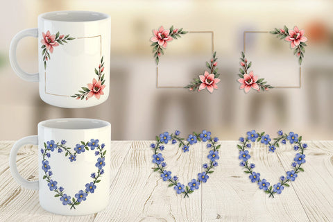 Mug Wrap Vintage Floral Frames and Wreaths Sublimation artnoy 