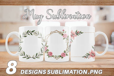 Mug Wrap Vintage Floral Frames and Wreaths Sublimation artnoy 