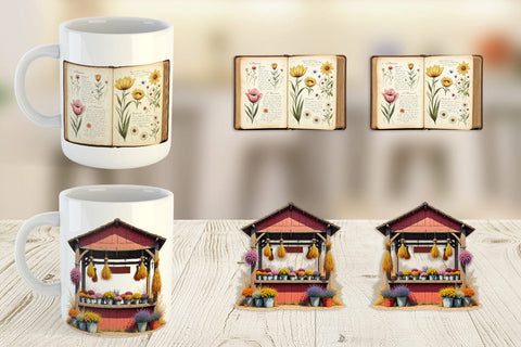 Mug Wrap Vintage Flowers Sublimation artnoy 