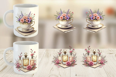 Mug Wrap Vintage Flowers Sublimation artnoy 