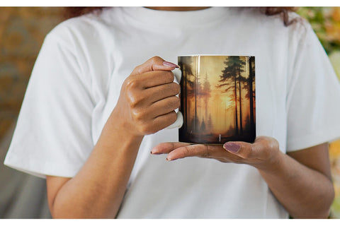 Mug Wrap Vintage Forest Sunset Sublimation artnoy 