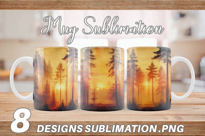Mug Wrap Vintage Forest Sunset Sublimation artnoy 