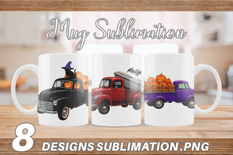 Mug Wrap Vintage Halloween Truck Sublimation artnoy 