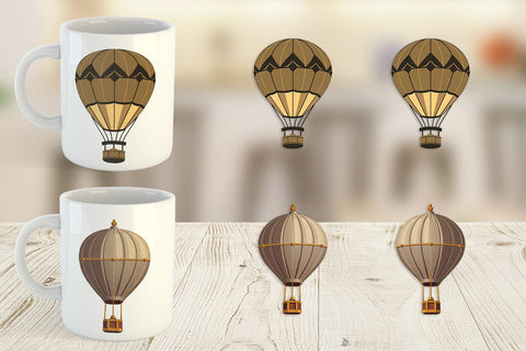 Mug Wrap Vintage Hot Air Balloon Sublimation artnoy 