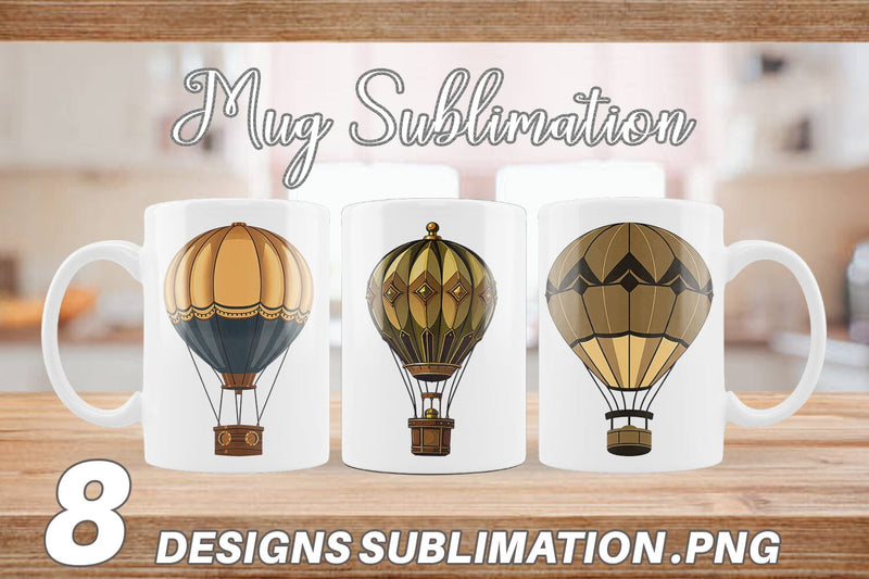 Mug Wrap Vintage Hot Air Balloon Sublimation artnoy 