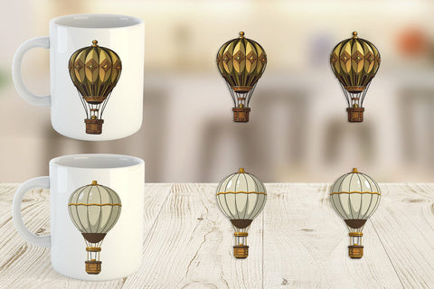 Mug Wrap Vintage Hot Air Balloon Sublimation artnoy 