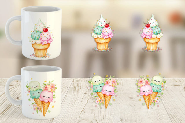 Mug Wrap Vintage Ice Cream Summer Sublimation artnoy 