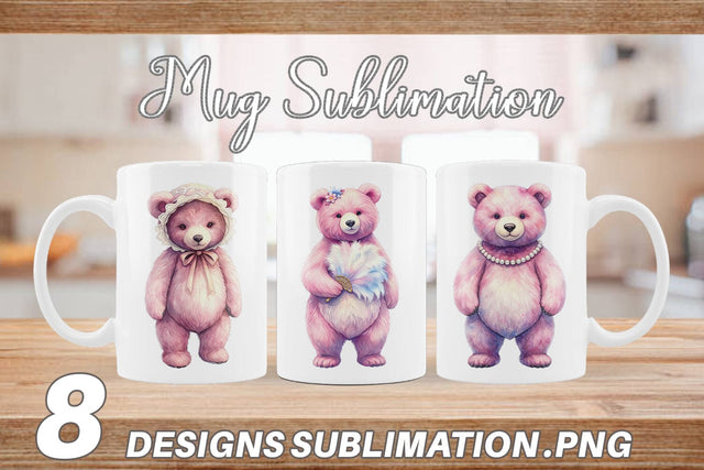 Mug Wrap Vintage Mama Bear Watercolor Sublimation artnoy 