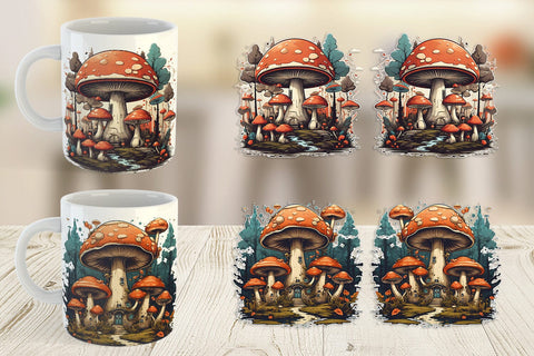 Mug Wrap Vintage Mushroom Forest Sublimation artnoy 