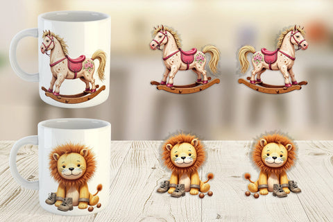Mug Wrap Vintage Toy Animals Sublimation artnoy 
