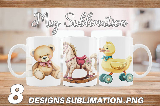 Mug Wrap Vintage Toy Animals Sublimation artnoy 