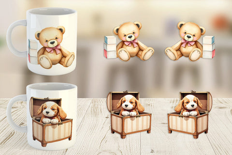 Mug Wrap Vintage Toy Animals Sublimation artnoy 