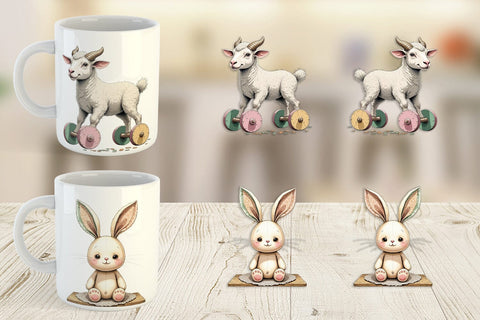 Mug Wrap Vintage Toy Animals Sublimation artnoy 