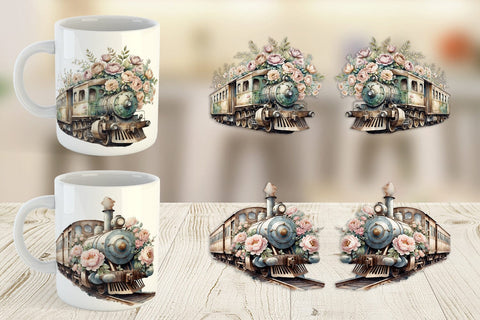 Mug Wrap Vintage Train Sublimation artnoy 