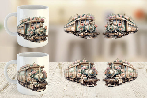 Mug Wrap Vintage Train Sublimation artnoy 