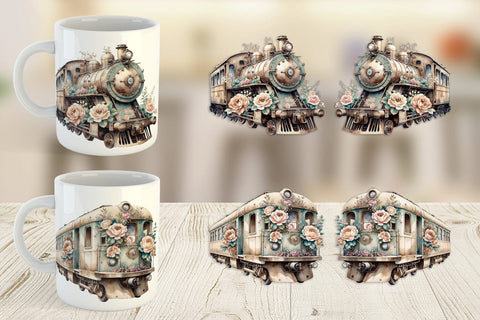 Mug Wrap Vintage Train Sublimation artnoy 
