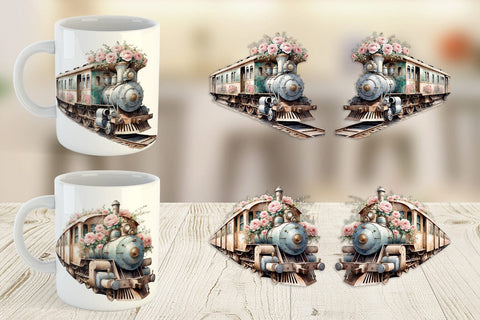 Mug Wrap Vintage Train Sublimation artnoy 