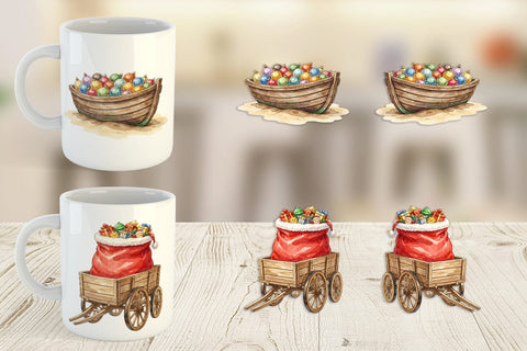 Mug Wrap Vintage Tropical Christmas Vehicle Sublimation artnoy 
