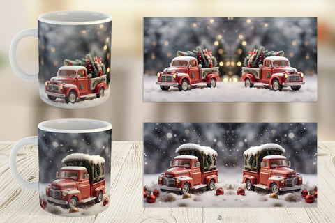 Mug Wrap Vintage Truck Christmas Sublimation artnoy 