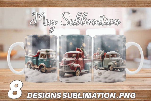 Mug Wrap Vintage Truck Christmas Sublimation artnoy 