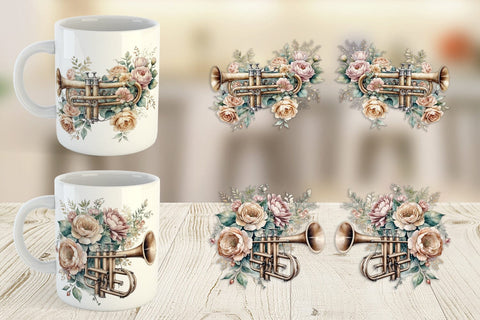 Mug Wrap Vintage Trumpet Sublimation artnoy 