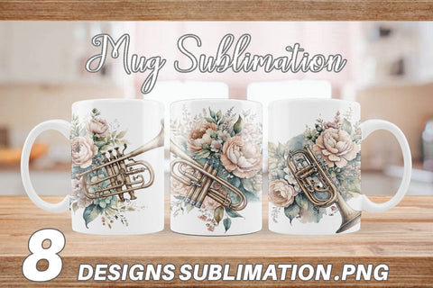 Mug Wrap Vintage Trumpet Sublimation artnoy 