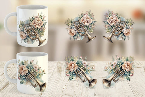 Mug Wrap Vintage Trumpet Sublimation artnoy 