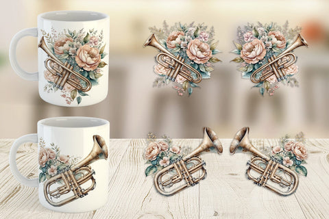 Mug Wrap Vintage Trumpet Sublimation artnoy 