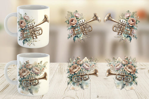 Mug Wrap Vintage Trumpet Sublimation artnoy 