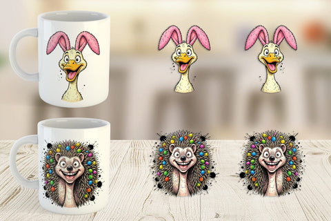 Mug Wrap Wacky Easter Animal Portrait Sublimation artnoy 