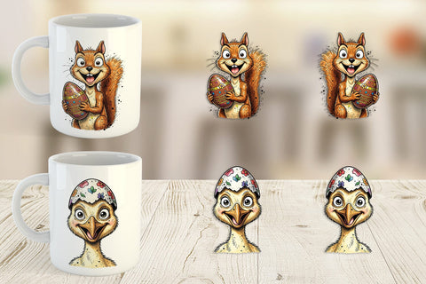 Mug Wrap Wacky Easter Animal Portrait Sublimation artnoy 