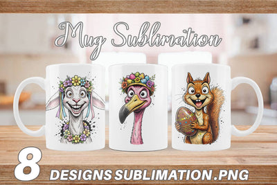 Mug Wrap Wacky Easter Animal Portrait Sublimation artnoy 