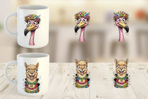 Mug Wrap Wacky Easter Animal Portrait Sublimation artnoy 