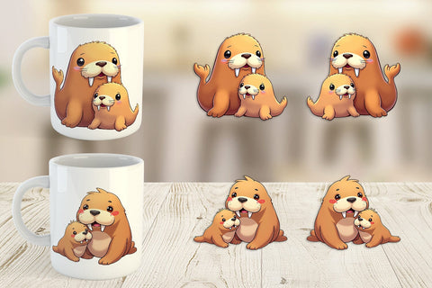 Mug Wrap Walrus Mother's Day Sublimation artnoy 