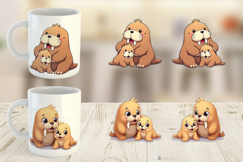 Mug Wrap Walrus Mother's Day Sublimation artnoy 