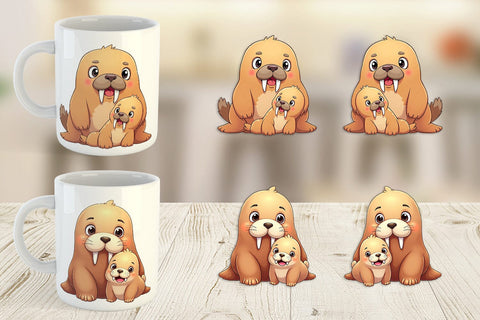 Mug Wrap Walrus Mother's Day Sublimation artnoy 