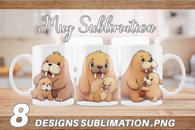 Mug Wrap Walrus Mother's Day Sublimation artnoy 