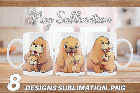 Mug Wrap Walrus Mother's Day Sublimation artnoy 