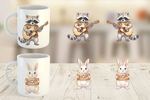 Mug Wrap Watercolor 70s Groovy Animal Hippie Sublimation artnoy 